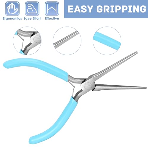 Long Needle Nose Pliers Multipurpose Long Nose Pliers 4.5Inches Small Needle Nose Pliers for Jewelry Making with Comfort Grip Jewelry Pliers for Handmade Craft Wire Wrapping