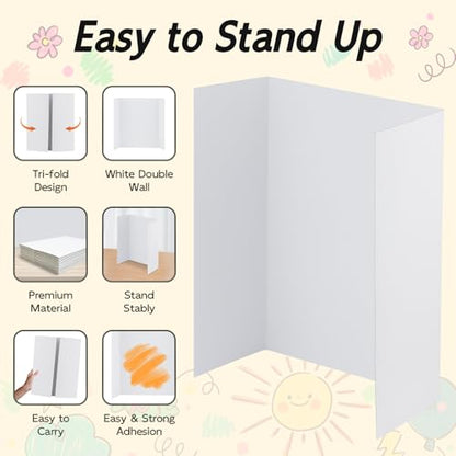 4 Pack Trifold Poster Board, 17x26 White Presentation Display Board - size: 17x26, style: 4 Pack