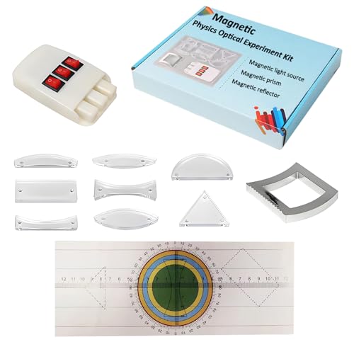 Magnetic Physics Optical Experiment Kit with Adjustable Triple Laser Source, Prisms, Reflectors, Educational Lab Equipment for Light Refraction and Reflection Experiments,Teaching Supplies