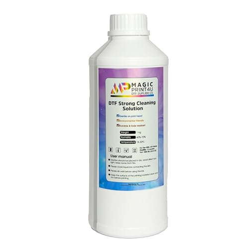 DTF Strong Cleaning Solution 1000ml Heavy Duty Printhead Cleaner for Direct to Film Printers Anti Clog Maintenance Fluid for I3200 A1, I1600 A1, L1800, XP-15000, ET-8550 - size: Strong Cleaning Solution-1L