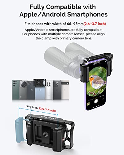 Telescope Phone Adapter, Multipurpose Telescope Smartphone Adapter Mount, Universal Telescope Phone Mount Adapter for Adults-Fits Almost All Optical Equipment and Smartphones on the Market