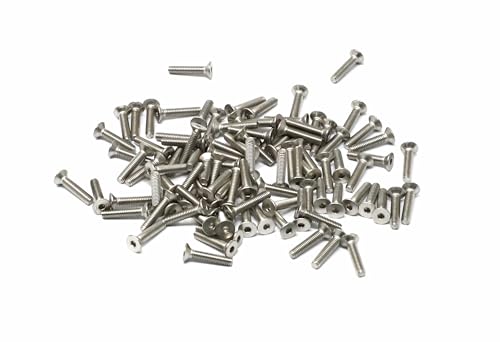 iexcell 100 Pcs M2.5 x 12mm Thread Pitch 0.45 mm Stainless Steel 304 Hex Socket Flat Head Cap Screws Bolts Kit - size: M2.5 x 12mm