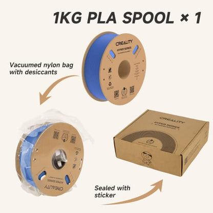 Official Creality Hyper PLA Filament 1.75mm, High Speed PLA 30-600mm/s 3D Printer Filament, Dimensional Accuracy +/-0.02mm, Fit Most FDM 3D Printers，1KG(2.2lbs) Spool Blue - color: Blue