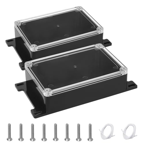Junction Box with Clear Cover IP65 Waterproof ABS Plastic Universal Project Box with Fixed Ear, Black 5.9"x 3.9"x 1.7"(150x100x44mm)(Pack of 2) - color: 2 packs, size: 5.9"x 3.9"x 1.7"