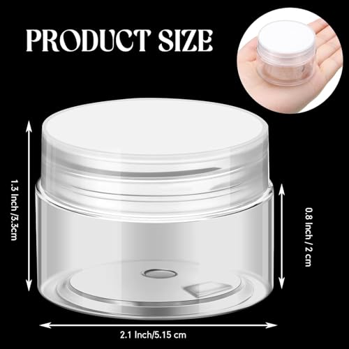 SATINIOR 24 Pieces Clear Plastic Jars with Lids, Clear Lid, 1 oz - color: Transparent Lid, size: 1 oz