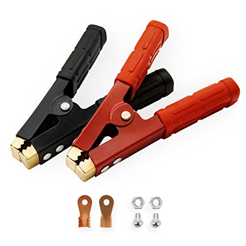 2PCS Heavy Duty Pure Copper Battery Jumper Cable Clamps (Red & Black)