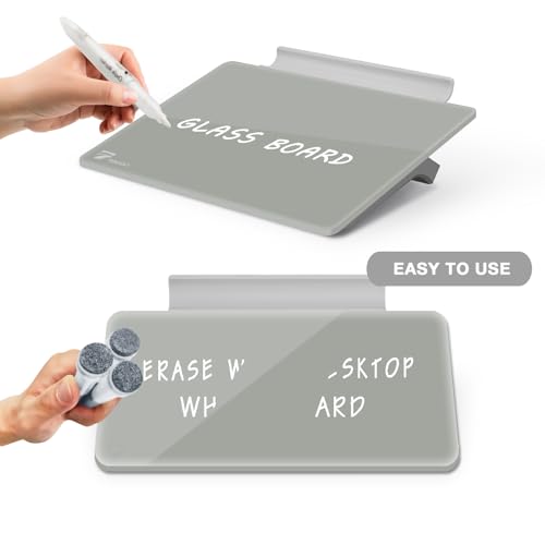 Gray Mini Desktop Pure Glass Whiteboard, Small Glass Dry-Erase Whiteboard - color: Grey