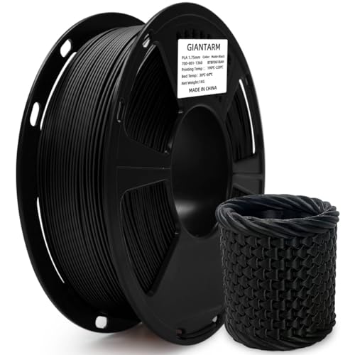 GIANTARM 3D Printer Filament, Black Pla Filament, 1Kg(2.2lbs) Spool, 1.75mm Dimension Accuracy +/- 0.03mm, 3D Printing Filament, Dark Black - color: Black, size: 1kg