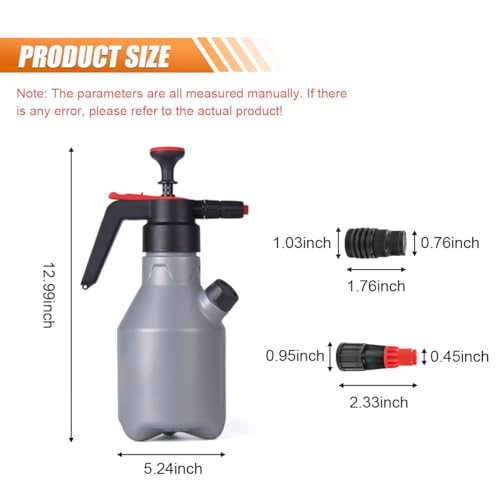 2L Car Wash Pump Foam Sprayer, 0.5 Gallon Hand Pump Sprayer, Car Wash Foam Gun, Pressure Water Soap Spray Bottle, Suitable for Car Beauty, Wheel Washing, Flower Watering, Sanitation and Cleaning