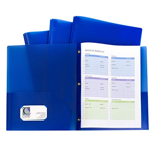 C-Line Two-Pocket Poly Portfolio with Prongs, Blue, 10/Pack (32965) - color: Blue, size: 10-Pack with Prongs