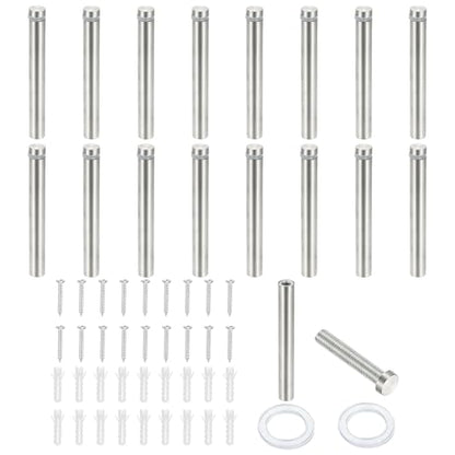 PATIKIL 1/2x3.9" Standoff Screws, 16 Pack Stainless Steel Stand Off Wall Mounts Wall Sign Mounting Hardware Advertising Standoff Nail for Hanging Acrylic Signs Picture Frame, Silver - size: 1/2x3.9"