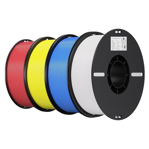 Creality PLA 3D Printer Filament, White & Red & Yellow & Blue, 4-Pack - color: Red+yellow+white+blue Pla, size: 4kg