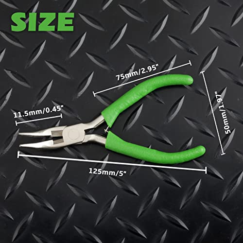 SPEEDWOX Mini Curved Nose Pliers with Serrated Jaw and Chain Cutter - 5 Inch Long Nose Pliers for Crafts, Jewelry Repair & Wire Jewelry Making - style: Angled nose pliers with cutter