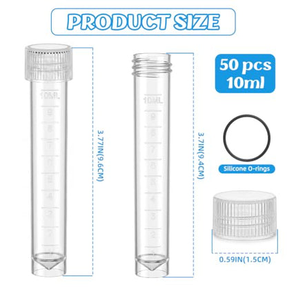 Twdrer 50 Pcs 10ml Plastic Graduated Vials - size: 10ml