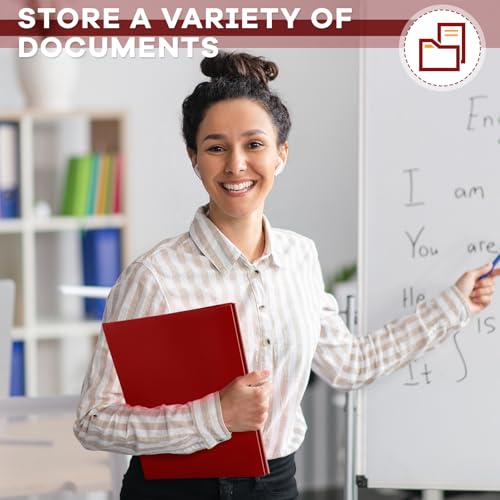 Henoyso 36 Pcs Plastic Folder with Clear Front Pocket, Burgundy - color: Burgundy