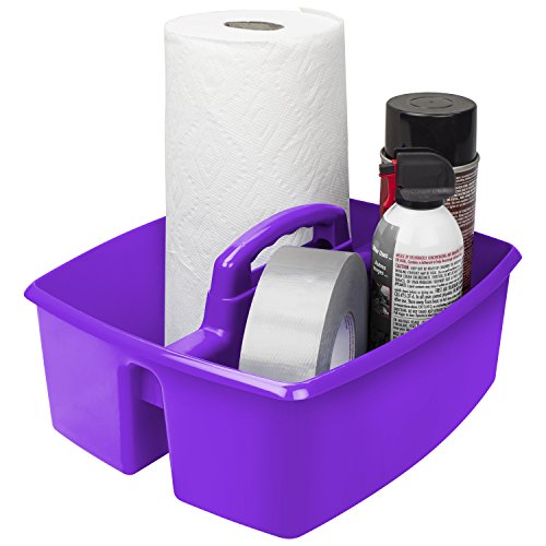 Storex 2-Compartment Large Caddy – Multipurpose Classroom Organizer with Handle, Purple, 6-Pack (00955U06C) - color: Purple, size: 6-Pack, style: Large