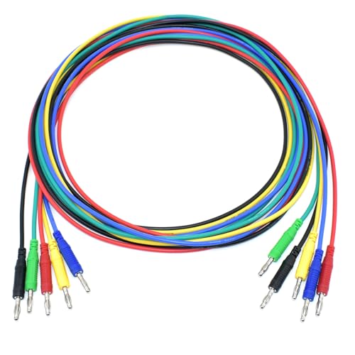 zhenyu 5 Colors 4mm Banana Plug Male to Male Test Leads 14AWG Heavy Duty Jumper Wires Silicone Soft Test Cable for Multimeter Electrical Testing 20A 6Ft - size: Male to Male, style: 5Pcs-Length of 6 Feet
