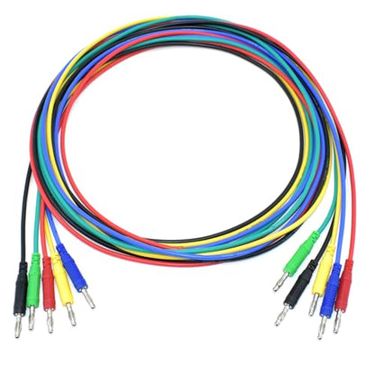 zhenyu 5 Colors 4mm Banana Plug Male to Male Test Leads 14AWG Heavy Duty Jumper Wires Silicone Soft Test Cable for Multimeter Electrical Testing 20A 6Ft - size: Male to Male, style: 5Pcs-Length of 6 Feet