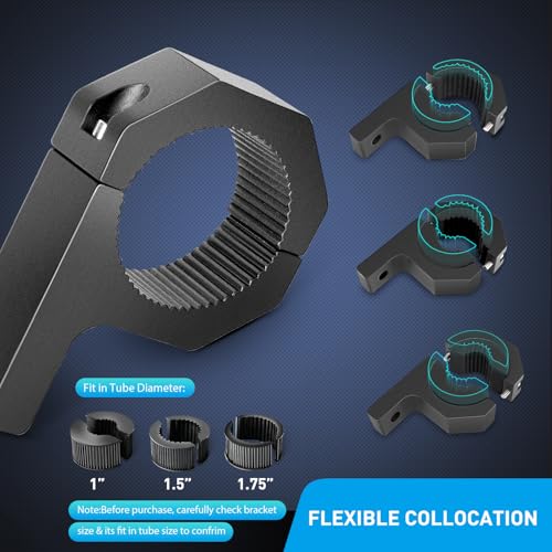 Nilight Horizontal Bar Clamp Mounting Bracket Kit for Off-Road LED Light Bar on Roof Rack Roll Cage Holder,2 Years Warranty (90021H) 8Count(Pack of 1) Black - size: 8Count(Pack of 1)