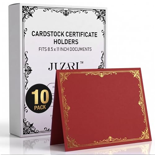 10 Pack Double Sided Certificate Holders 8.5x11 Burgundy - Heavyweight 300gsm Cardstock Diploma Holder - Dual Certificate Folder Letter Size Graduation Award Certificate with Gold Foil Diploma Cover - color: Burgundy-Gold, size: 10 Pack