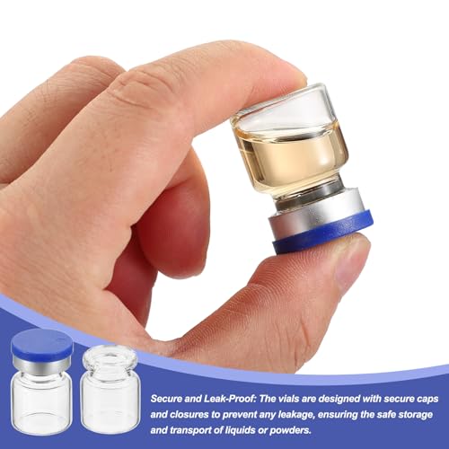PATIKIL 4ml Sample Vials, 100 Pack Lab Empty Vials with Butyl Rubber Stopper Crimp Top Caps and Labels Borosilicate Glass Vial, Clear - color: Clear, size: 4ml