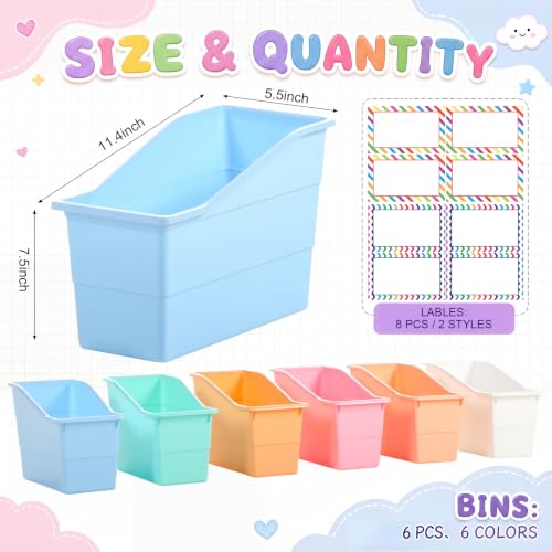 Blosssound Book Bins for Classroom Library, 6 Set, Cloud Pastel - color: Cloud Pastel