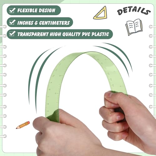 60 Pcs 12 Inch Bulk Plastic Clear Rulers, School Supplies, Pastel - color: Pastel