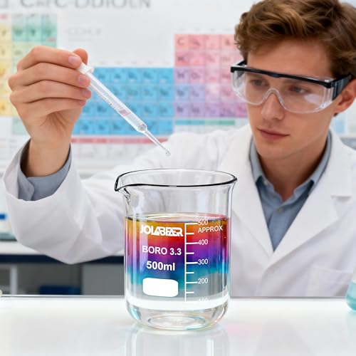 JOLABEAR Glass Beaker Set, 7 Sizes 10-1000 mL - size: 10-1000ml 7pcs