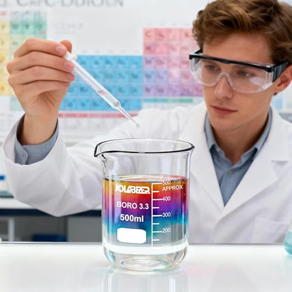 JOLABEAR Glass Beaker Set, 7 Sizes 10-1000 mL - size: 10-1000ml 7pcs
