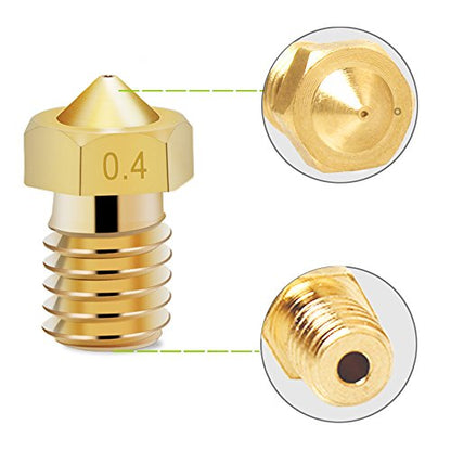 14 Pcs M6 3D Printer Nozzle 0.4mm Extruder Brass Nozzle Print Head for 1.75mm Filament E3D V5 V6 Makerbot