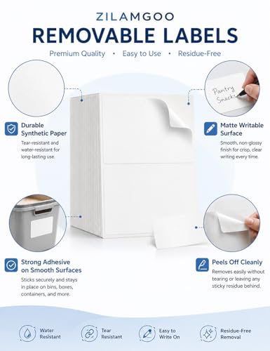6x4 Removable Labels for Storage Bins, 100-Pack Blank Stickers