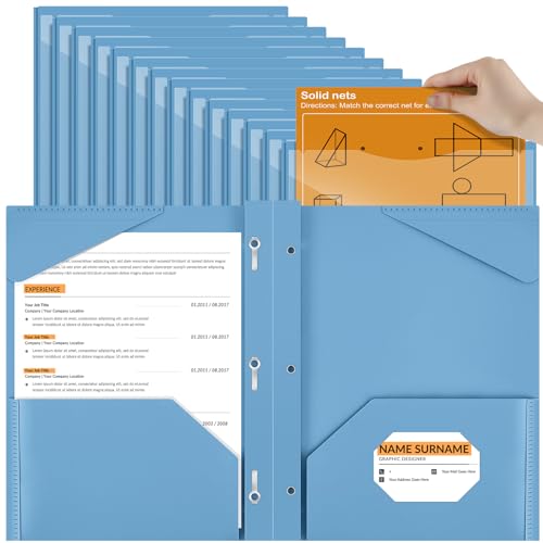 Henoyso 36 Pcs Plastic Folder with Clear Front Pocket, Haze Blue - color: Haze Blue