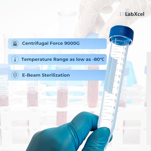Polypropylene Conical Centrifuge Tubes - Plastic Test Tubes with Caps, Printed Graduation, Sterile, Blue Flat Screw Caps, for Medical and Laboratory Use (50, Conical 15ml with Tray) - size: Conical 15ml With Tray