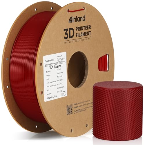 Inland PLA Basics Filament 1.75mm, 1kg Spool – Dimensional Accuracy ±0.02mm, Neatly Wound, Fits Most FDM 3D Printers (Black, White, Gray, True Red, 4 Pack) - color: 4kg Black, White, Gray, True Red