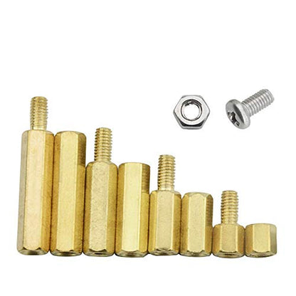 240Pcs M3 Brass Male-Female Hex Brass Spacer Standoff Screw Nut Assortment Kit and Stainless Steel Screw Nut Set