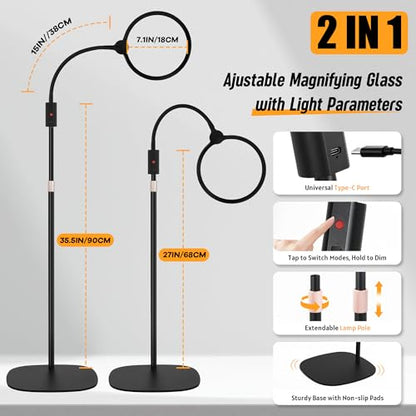 Extra Large Floor Magnifying Glass with Light and Stand