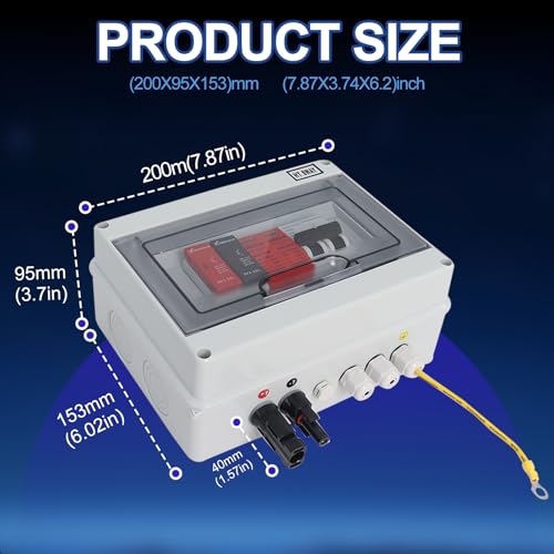 600V Solar PV Combiner Box, 1 String DC Disconnect Box with 15A Fuse - color: White-1 inputs and 1 Output