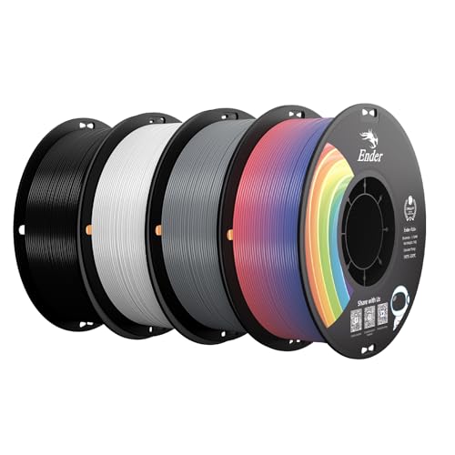 Creality PLA+ 3D Printer Filament,Black & White & Grey & Rainbow, 4-Pack - color: Black+white+grey+rainbow Pla+, size: 4kg