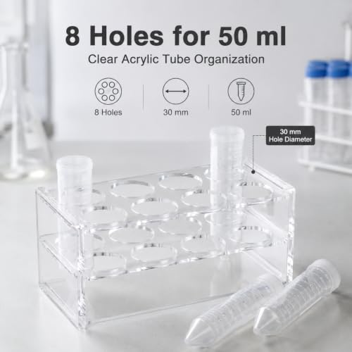 Clear Acrylic Test Tube Rack, 8-Hole 30mm Holder for 50ml Tubes - color: Clear - 8 Holes