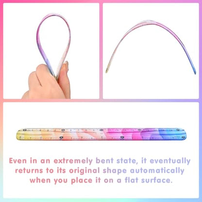 4 Pcs Flexible Rulers Set, Geometry Kit, Bendable Rulers (8 Inch)