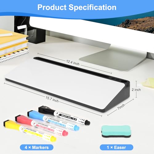 Desktop Glass Whiteboard with Storage, Desk Dry Erase White Board Stand - color: Organizer-black White
