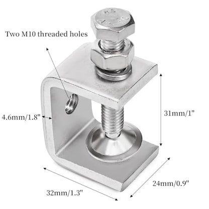 10 Pieces 304 Stainless Steel C-Clamps, 1 Inch