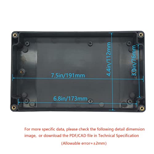Junction Box, Zulkit Project Box IP65 Waterproof Outdoor Box ABS Plastic Electrical Boxes Electronic Enclosure Black 7.9 x 4.7 x 2.2 inch(200 x 120 x 56 mm)(Pack of 1) - size: 7.9" x 4.7" x 2.2"(Pack of 1)