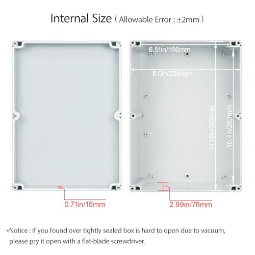 Junction Box Waterproof Plastic Project Box IP65 Plastic Project Box Electrical Box Enclosure Gray White 11.4"x 8.2"x 3.9"(290 x 210 x 100mm) - color: Gray White, size: 11.4" x 8.2" x 3.9"