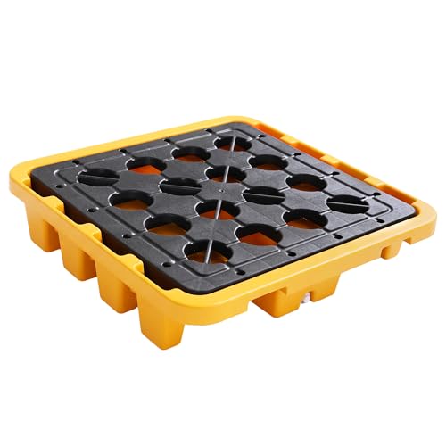 1 Drum Spill Containment Pallet with Grating, 10.5-Gallon Sump - size: 26.4x26.4x6.1in