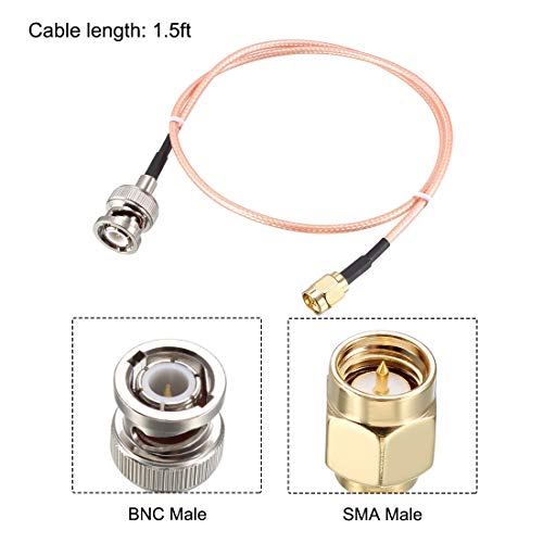 uxcell RG316 Coaxial Cable with BNC Male to SMA Male Connectors 50 Ohm 1.5' - size: 1.5 Feet