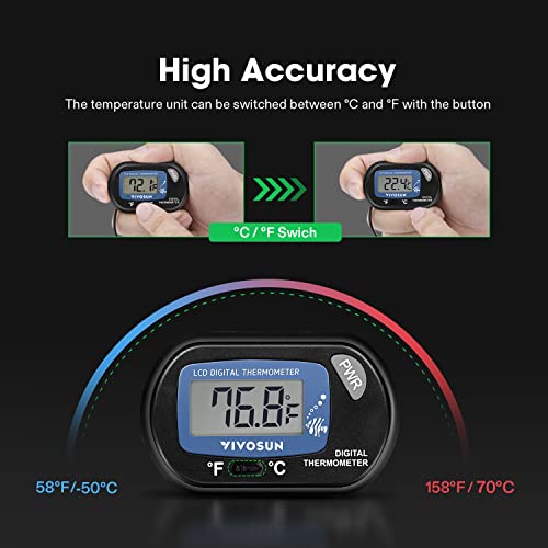 VIVOSUN 1-Pack LCD Digital Aquarium Thermometer - size: 1 pack