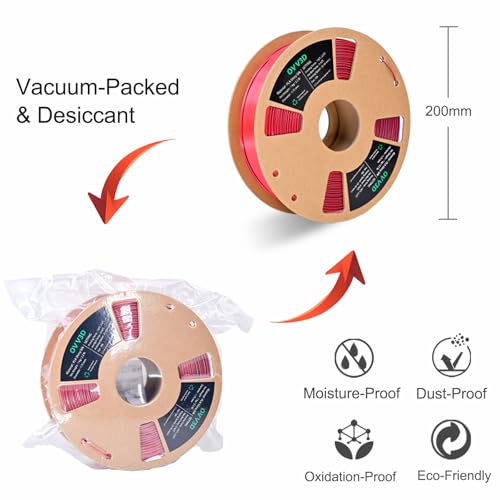 OVV3D PLA Filament 1.75mm, 3D Printer Filament Silk PLA Filament, Tri-Color PLA Filament with Silk PLA Black Red Gold, 3D Printing Filament +/-0.02mm, 1kg/2.2lbs - color: Tri-color Black Red Gold