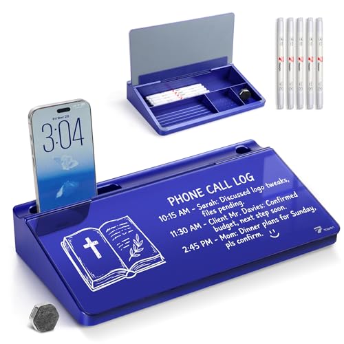 TOWON Compact Glass Desktop Whiteboard with Storage 12x7 in, Navy Blue - color: Metallic Navy