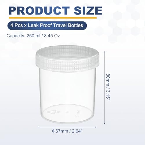PATIKIL Wide Mouth Lab Reagent Bottles 250ml (8oz), Clear 4 Pcs - color: Clear, size: 250ml
